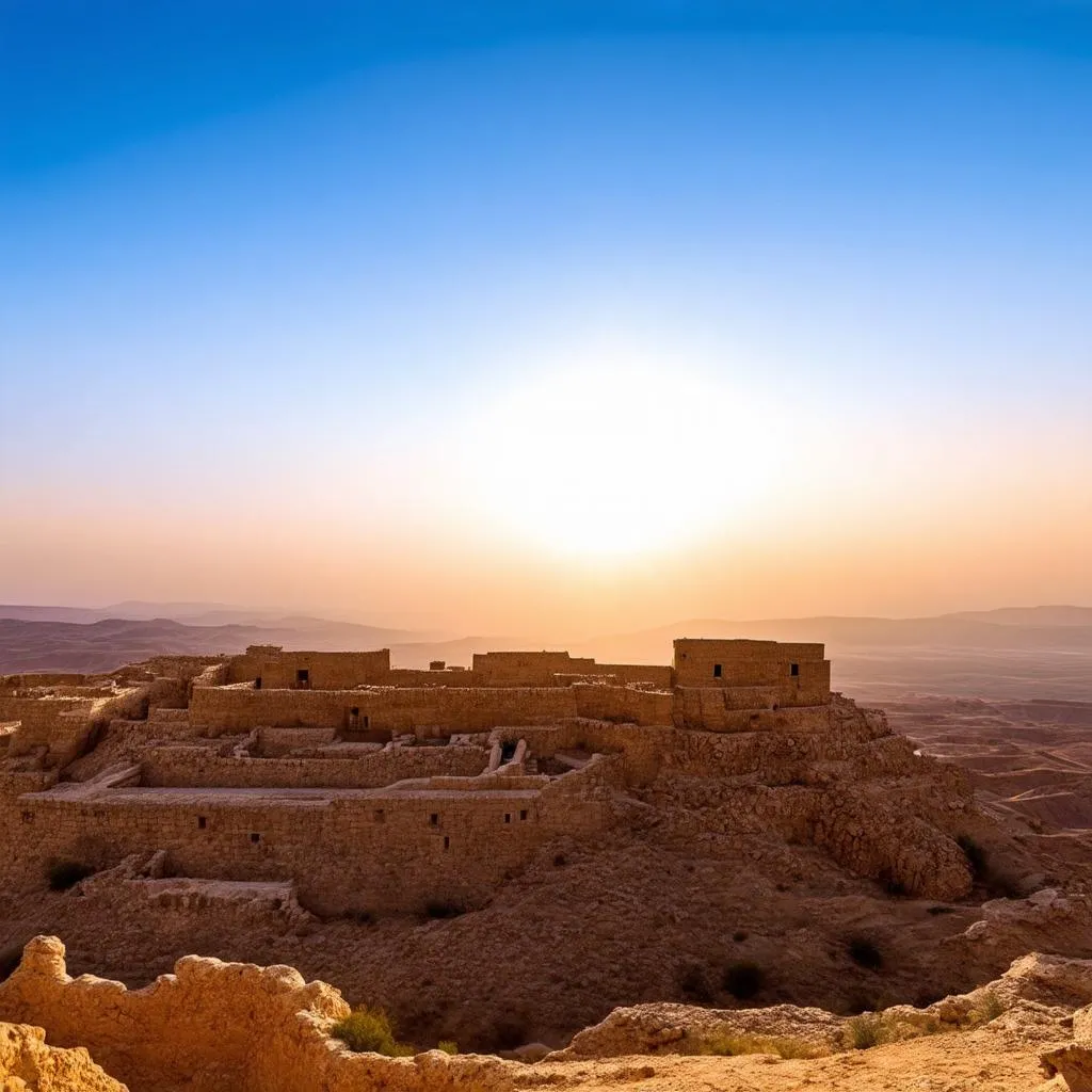 Ancient Fortress of Masada at sunrise